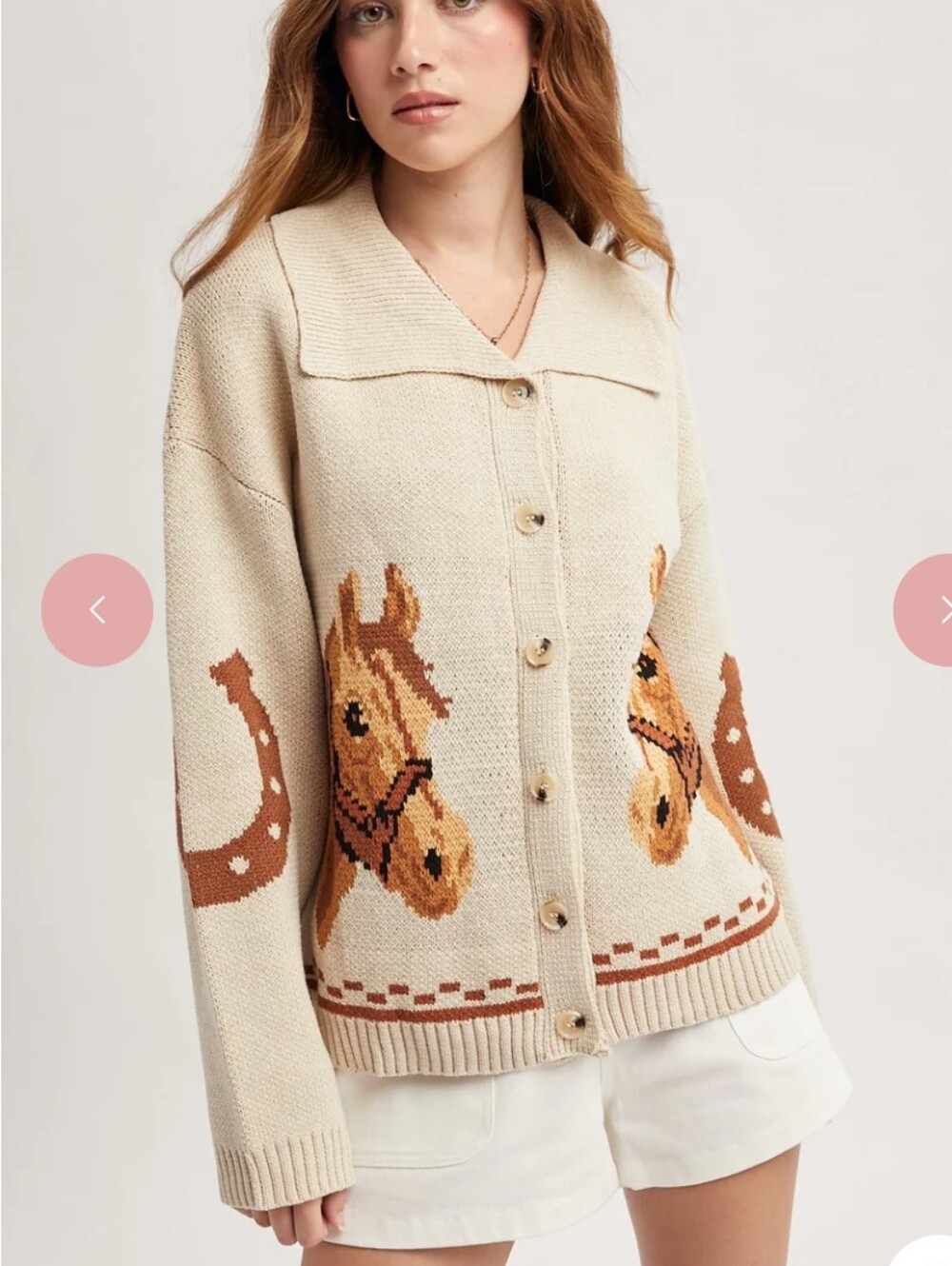Wishlist Saddle Club Equestrian Horse Cardigan L Poppy & Pine Cowgirl Sweater 🐎